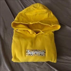 Yellow Supreme Bandana Box Logo Hooded Sweatshirt